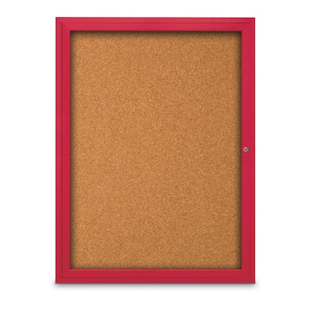 United Visual Products Slim Enclosed Corkboard, 18"x24", Satin Alum Frame/Rubber UVEB1824-SATIN-RUBBER